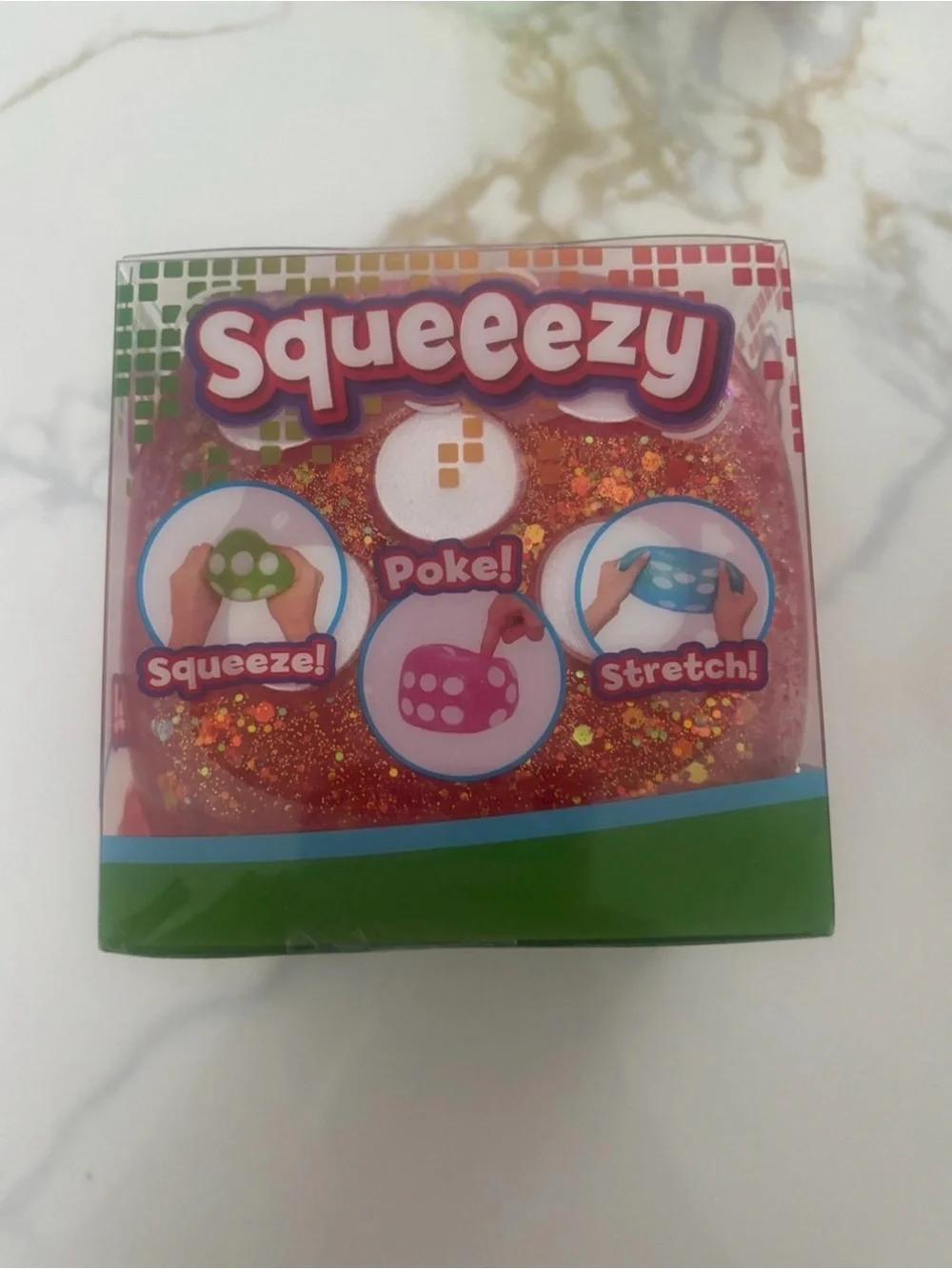 Squeeezy Red Glitter Squishy Dice